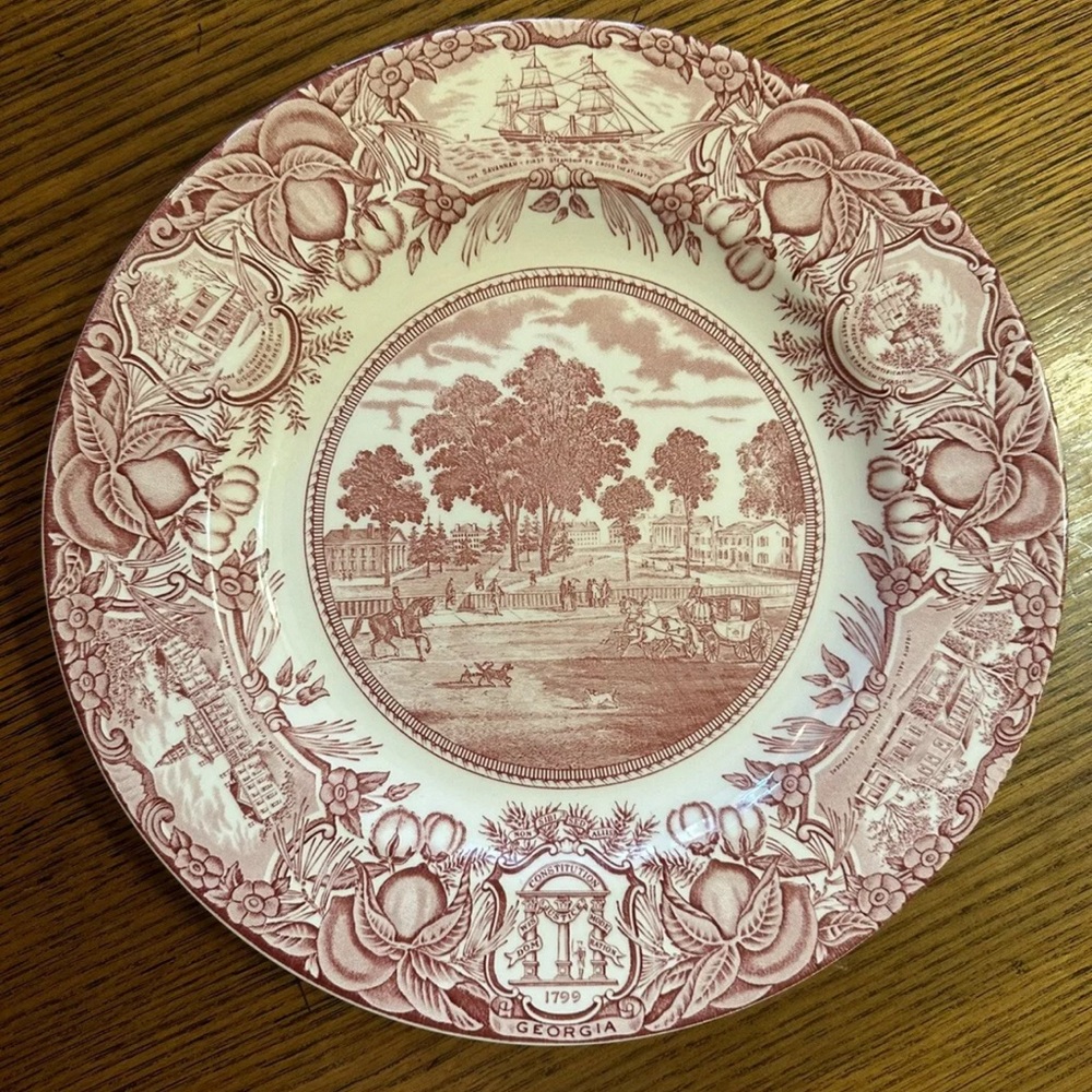 Vintage University Of Georgia Wedgwood Transferware Plate